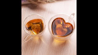 Heart Shaped Glass Cup Mug for Tea Coffee Wedding Gifts