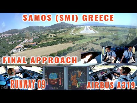 SAMOS🇬🇷 (SMI) | Airbus Pilots + Cockpit view of a final approach + landing on a very special airport