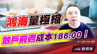 鴻海量極縮，散戶前週成本186.00！｜台股攻略｜劉烱德 (圖)