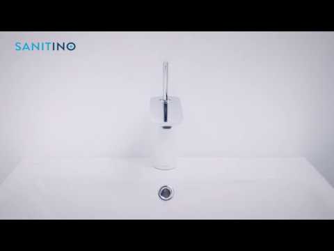 Hansgrohe PuraVida - Miscelatore monocomando 110 per lavabo, con sistema di scarico Push-Open, bianco/cromato 15070400