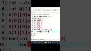 2D Array Program in C++ | Matrix Printing Using Loops | C++ Shorts