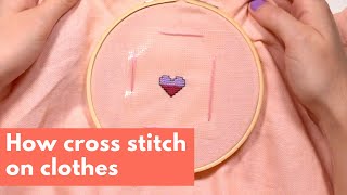 How to cross stitch on clothes and tote bags