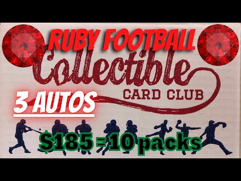 RUBY Collectible Card Club Football Sub Box. 3 Auto Hits! $185 for 10 packs.