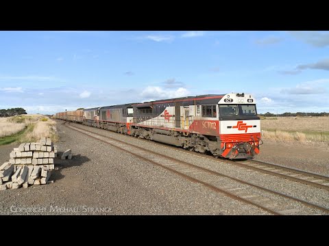 1MA9 SCT Short Mixed Freight Train Approaching Gheringhap (13/8/2023) - PoathTV Australian Railways