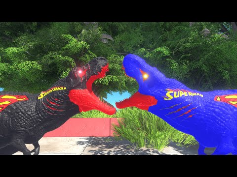 BLACK SUPERMAN T-REX ANCIENT JUNGLE DEATH RUN -Animal Revolt Battle Simulator
