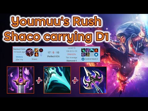Youmuu's Ghostblade Rush Shaco Jungle D1 Ranked [League of Legends] Full Gameplay - Infernal Shaco
