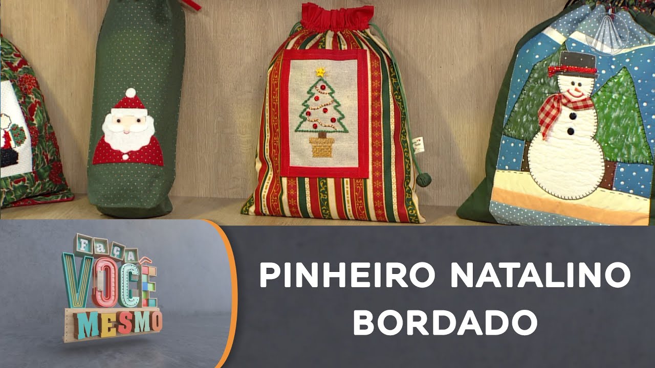 Aprenda um lindo bordado de pinheiro natalino para decorar seu NATAL