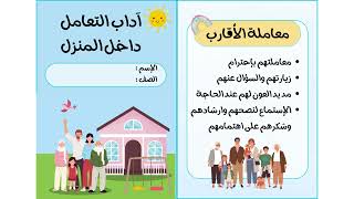 مطوية آداب التعامل داخل المنزل الصف الرابع ( الفصل الدراسي الثالث )