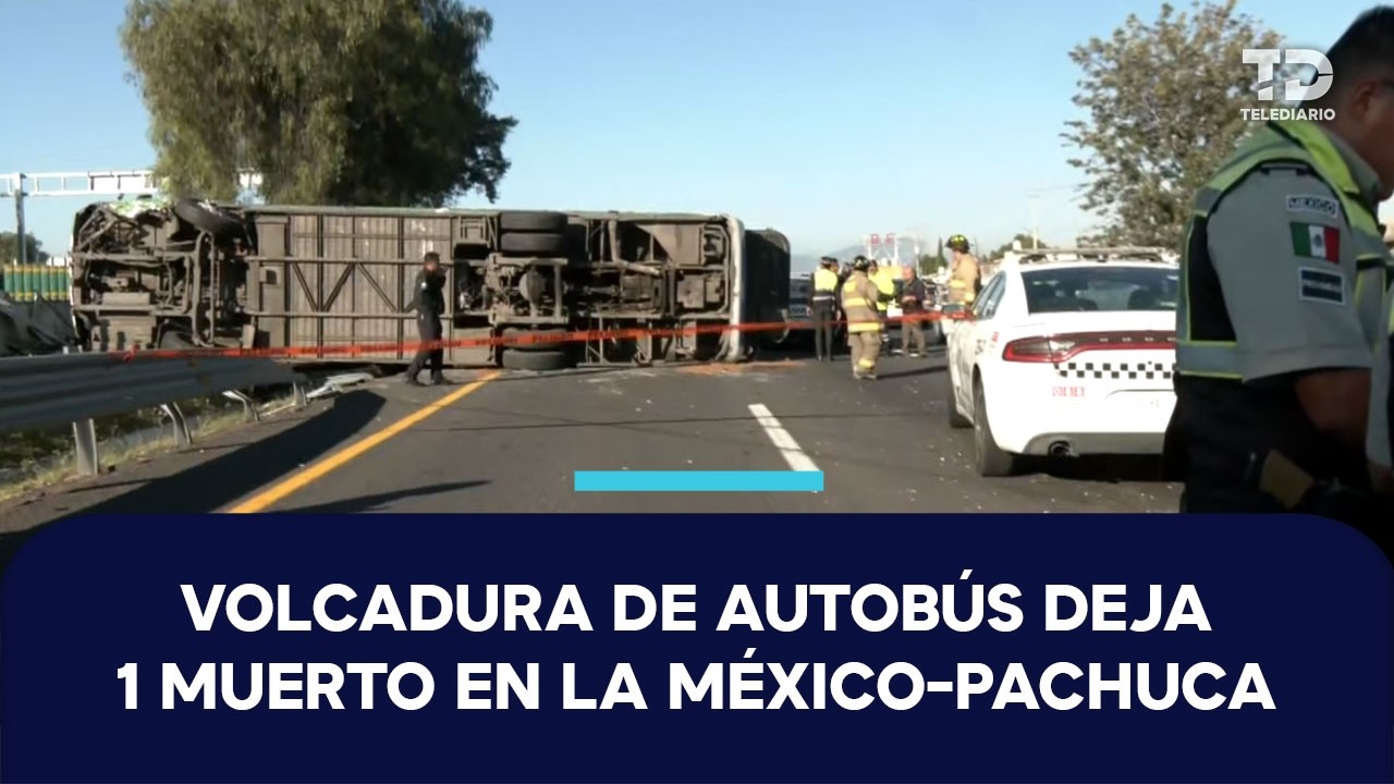 Autobús de pasajeros vuelca sobre la México-Pachuca en Tecámac; hay un muerto y heridos