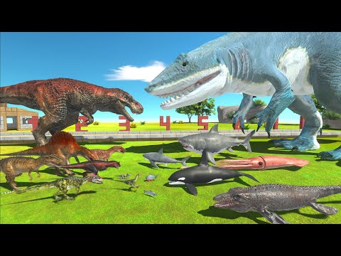 Aquatics VS Carnivore Dinosaurs | The Shark Island Challenge - Animal Revolt Battle Simulator