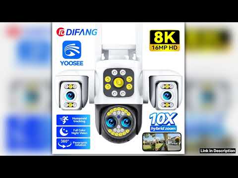 Yoosee WiFi Camera Outdoor 8K 16MP Four Lens Three Screen CCTV Ai Track Video PTZ 360 Surveillance
