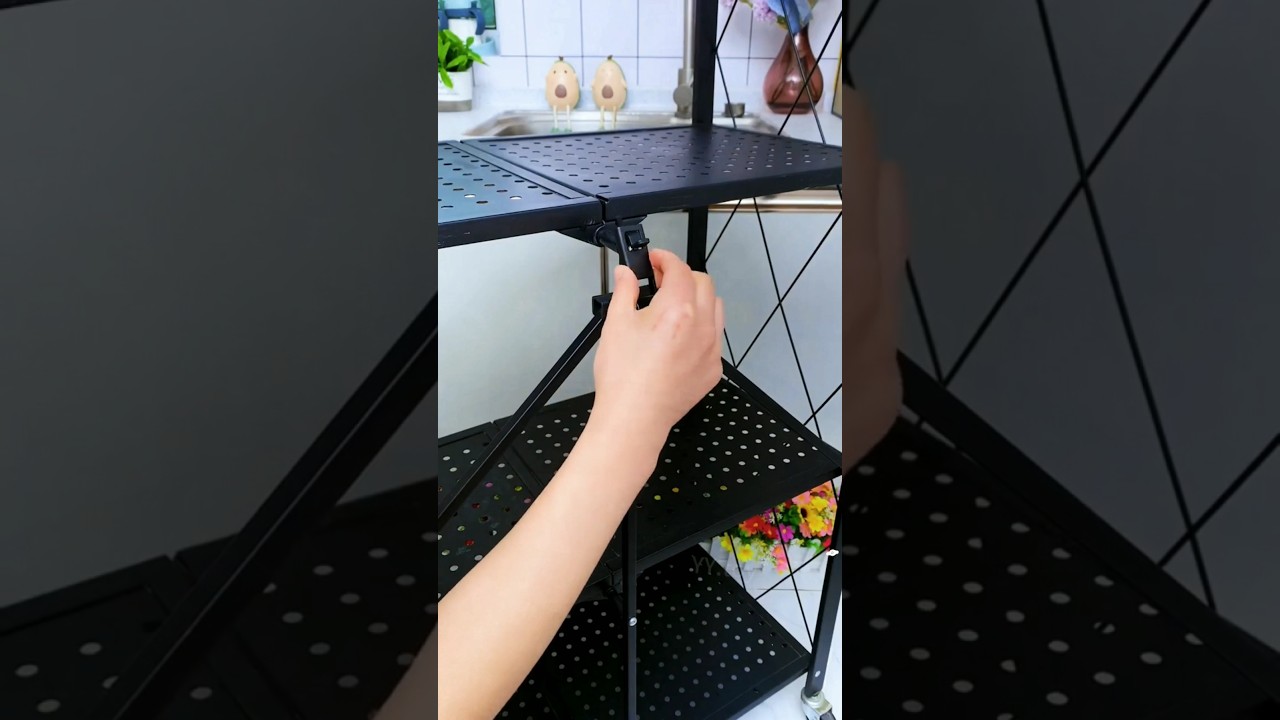 Heavy Duty 4-Layer Foldable Kitchen Rack – No Assembly Required!