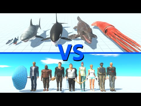 NEW AQUATICS Team vs MODERN HUMANS Team - Animal Revolt Battle Simulator