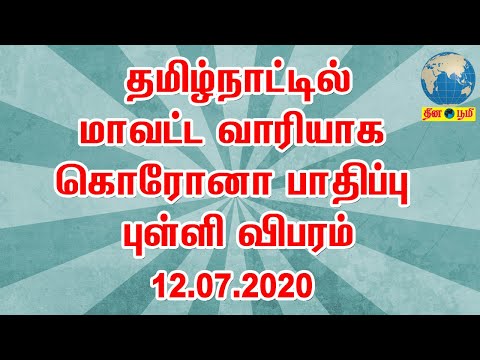 தமிழ்நாட்டில் மாவட்ட வாரியாக கொரோனா பாதிப்பு 12.07.2020|Coronavirus Update Tamil Nadu District Wise
