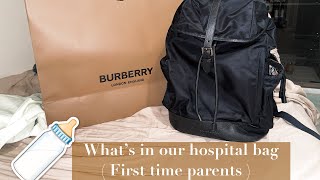 PACKING OUR HOSPITAL BAG FOR OUR BABY 💙👶🏻| FIRST TIME PARENTS+ BURBERRY DESIGNER BAG REVIEW |