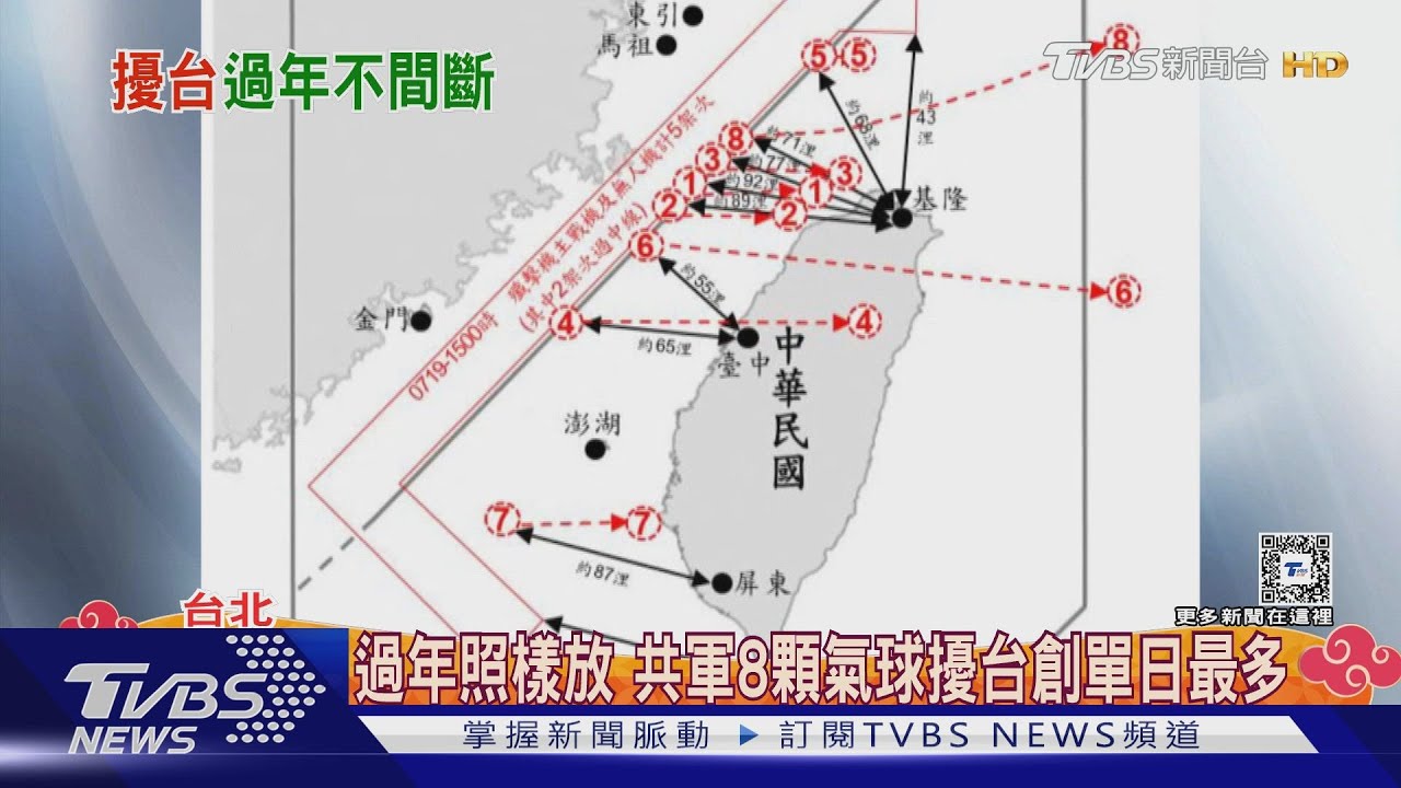 過年照樣放 共軍8顆氣球擾台創單日最多