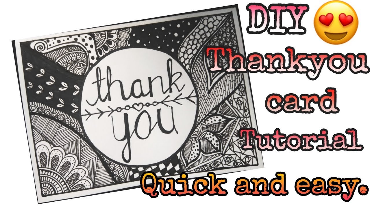 Thank you card ideas / DIY Beautiful handmade zentangle design cards for friend/Teacher/family