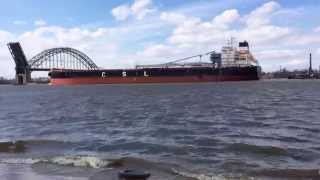 preview picture of video 'CSL Tacoma Ship IMO - 9640956 Palmyra Tacony Bridge 3-17-15'
