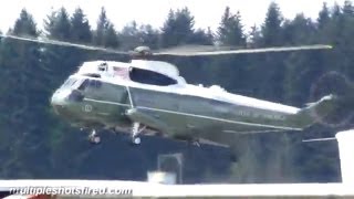 preview picture of video 'President Obama lands at Arlington, WA airport Marine One'