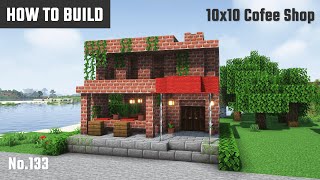 マイクラ建築：レンガ造りのレトロな喫茶店の作り方。10x10ブロックで簡単に。No.133【Minecraft】