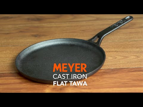Meyer Pre-Seasoned Cast Iron Flat Dosa/ Roti/ Chapati Tawa Pan with Stick  Handle