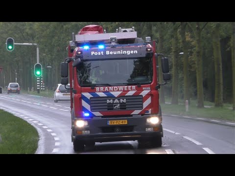 Prio 1 Brandweer Beuningen TS 08-4231 met spoed naar verschillende meldingen
