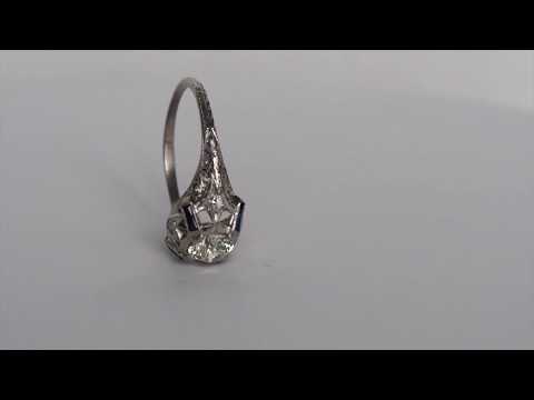 1925 Art Deco Platinum 1.00ct Old European Brilliant Cut Diamond Engagement Ring