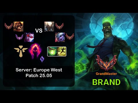 Brand Support + Vayne vs Pantheon + Tristana - EUW GrandMaster - Patch 25.05