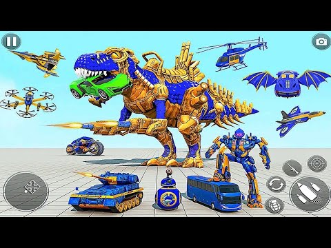Dino Robot Multiple Transformation: Dino Flying Car Tank Game 2023 - Android iOS Gameplay