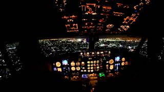 Cockpit View Night Landing in Mexico City