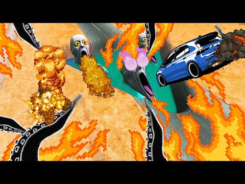 Epic Escape From The Shy Guy (SCP-096) | Cars VS Giant  Pit | BeamNG.Drive