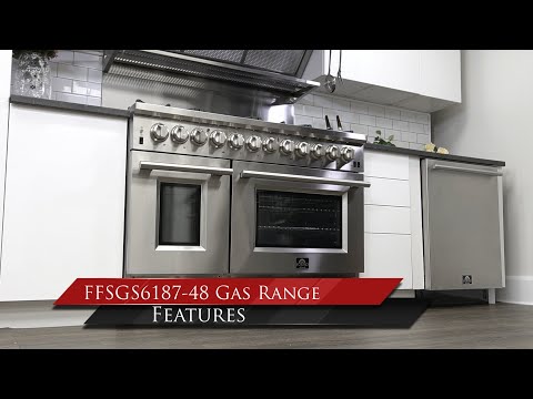 Forno Capriasca 48-Inch Freestanding Dual Fuel Range, 8 Burners, True Convection Oven (FFSGS6187-48)