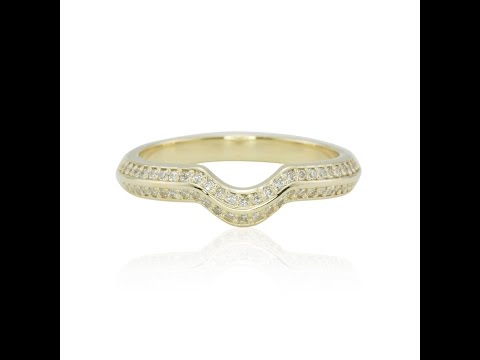 14k Yellow Gold Contour Diamond Wedding Band with Knife Edge Shank LS4341