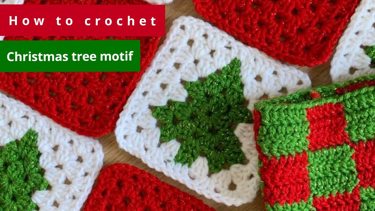 How to crochet CHRISTMAS TREE MOTIF/Granny square tutorial(for beginners)