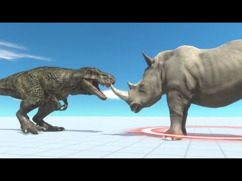 Death Run Trex Jurassic World Evolution 2 vs Rhinoceros Giant ARBS Animal Revolt Battle Simulator