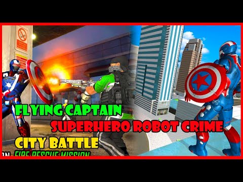 Flying Captain Superhero robot Crime City Battle