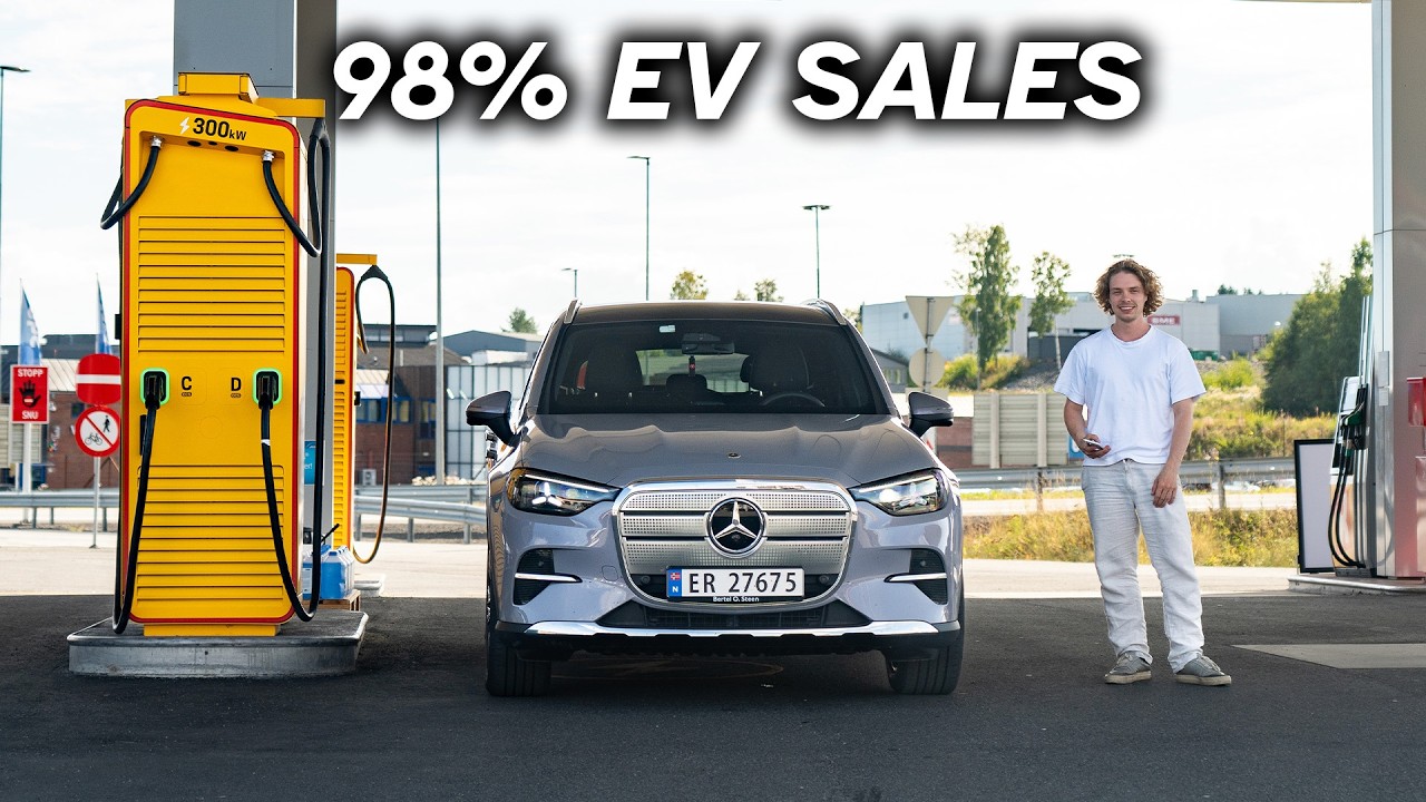 Fast chargers at a highway service station in Norway