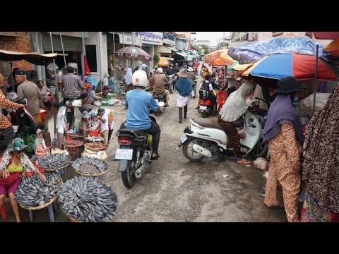 Morning Kilometers 9 Market Scene - Activities & Lifestyle of Khmer Muslim Vendors Selling Food Type
