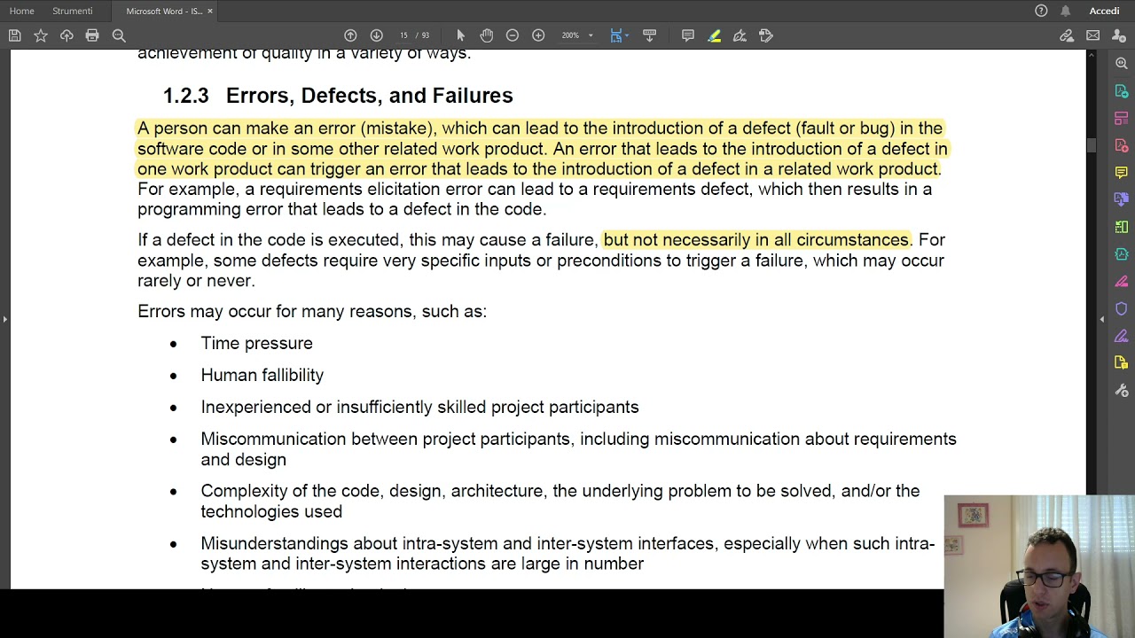 7   ISTQB   1.2.3  Errori Difetti e Fallimenti