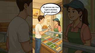 🍕 Easy English Speaking Practice | Ordering burger  at a Restaurant –  #englishforbeginners  #food 