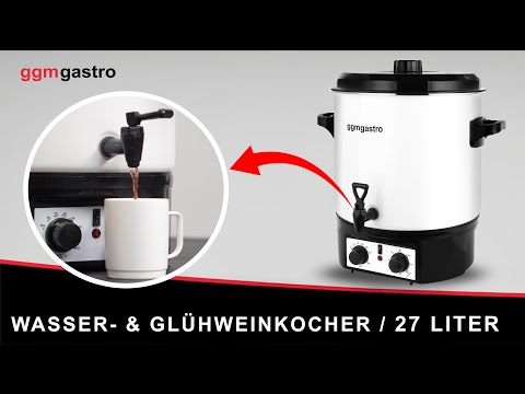 Wasser- & Glühweinkocher - 27 Liter - 2 kW - Edelstahl - mit Ablasshahn & Timer