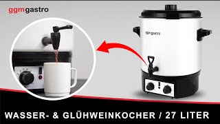 Distributeur de boissons chaudes professionnel - 27L - 1,8kW - Réglage de température en continu 30–110°C - Blanc - avec robinet de vidange et Minuteur numérique