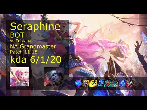 Seraphine Bot vs Tristana - NA Grandmaster 6/1/20 Patch 11.18 Gameplay