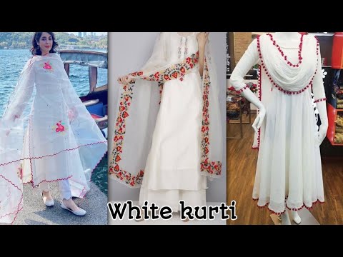 White Color Kurti Combination Designs | Sharifa fashion