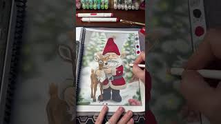 Part 2 🎄 Cozy Christmas Coloring Livestream | Gnome & Reindeer | Quiet Creative Time