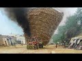 Great Tractors Are Pulling Trailers In Turns Belarus Tractor Are Emitting A Lot Of Smoke