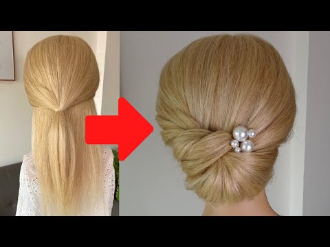 Quick and easy chignon hairstyle - prom wedding hair...