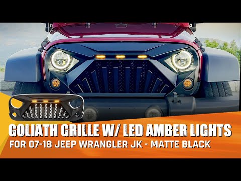 07-18 Jeep Wrangler JK  Goliath Grille w/ LED Amber Lights Installation Video | AMOFFROAD