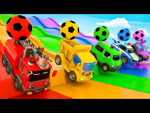 Baby Shark + Wheels On the Bus song - Soccer ball shaped wheels - Baby Nursery Rhymes & Kids Songs