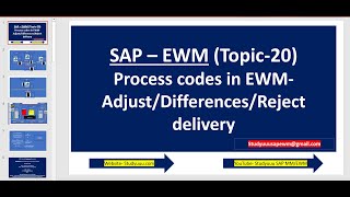 SAP EWM- Topic 20- Process codes in EWM- Adjust/Differences/Reject delivery